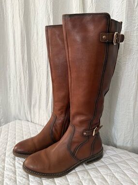 Pikolinos Cognac Leather Tall Riding Boots Size 39 (8.5) Excellent condition